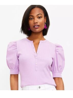 Loft Lavender Cotton Contrast Top